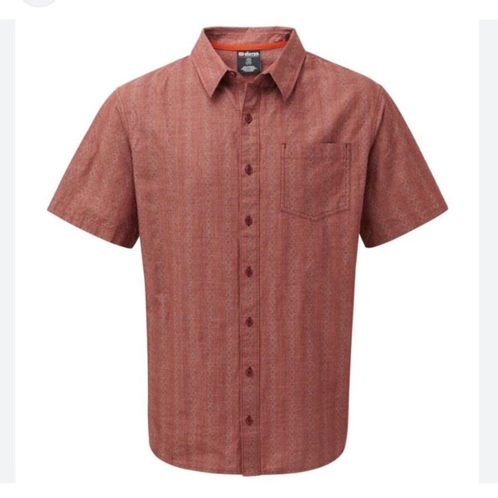 Sherpa Mens M Arjun Short Sleeve Shirt Slim Fit Cotton-Hemp Blend Woven Fabric